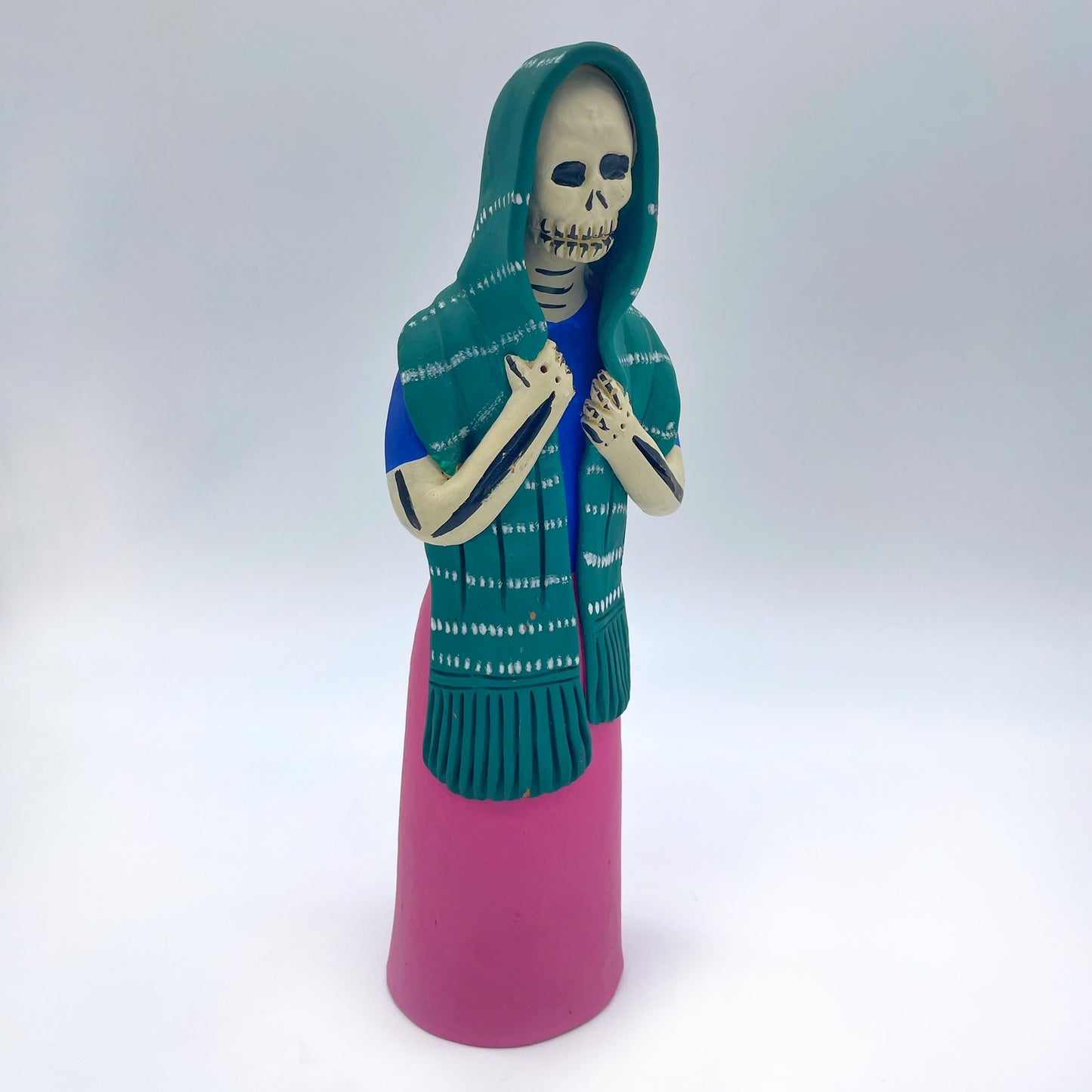 Irene Aguilar ~ Day of the Dead Mourning Skeleton, 13" x 5" x 4"