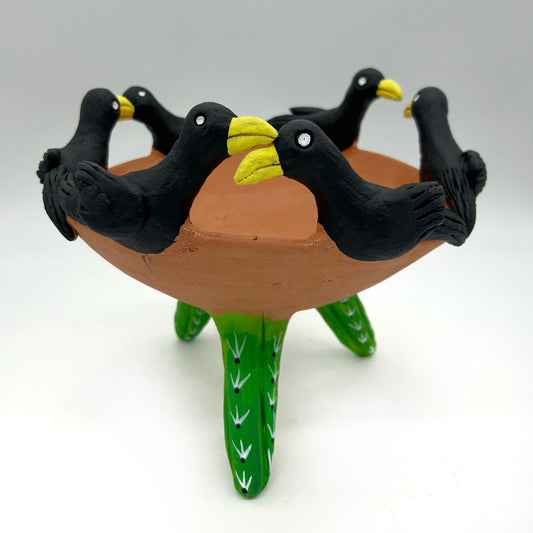 Irene Aguilar ~ Ceramic Raven Bowl, 8 1/2" x 10" x 9 1/2"