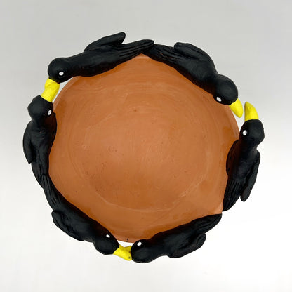 Irene Aguilar ~ Ceramic Raven Bowl, 8 1/2" x 10" x 9 1/2"