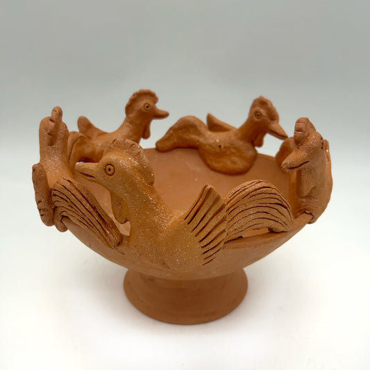 Irene Aguilar ~ Ceramic Rooster Bowl, 8 1/2" x 10" x 9 1/2"