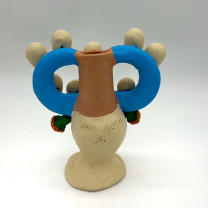 Irene Aguilar ~ Skull Day of the Dead Candle Holder, 8 3/4" x 7 1/2" x 3 3/4"