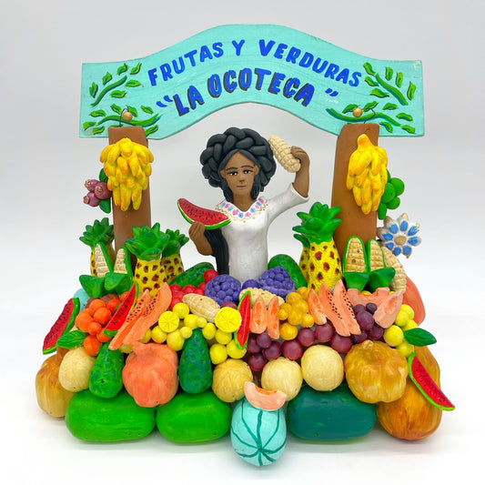 Irene Aguilar ~ Fruteria ~ Ceramic Fruit Market, 11 1/2" x 12" x 5 1/2"