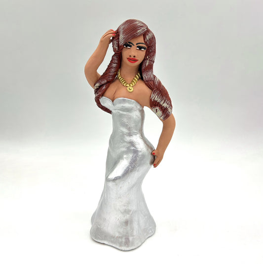 Irene Aguilar ~Mujer de la Noche~ Ceramic Figure, 11 3/4" x 5 1/3" x 4 1/2"