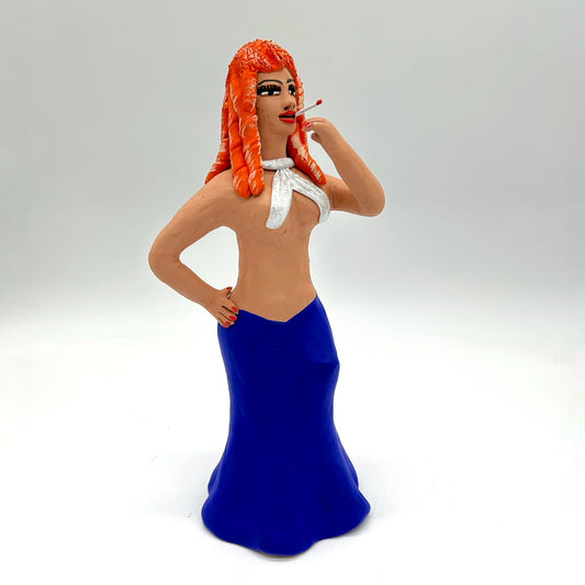 Irene Aguilar ~ Mujer de la Noche~ Ceramic Figure, 11 1/2" x 5 1/2" x 4"