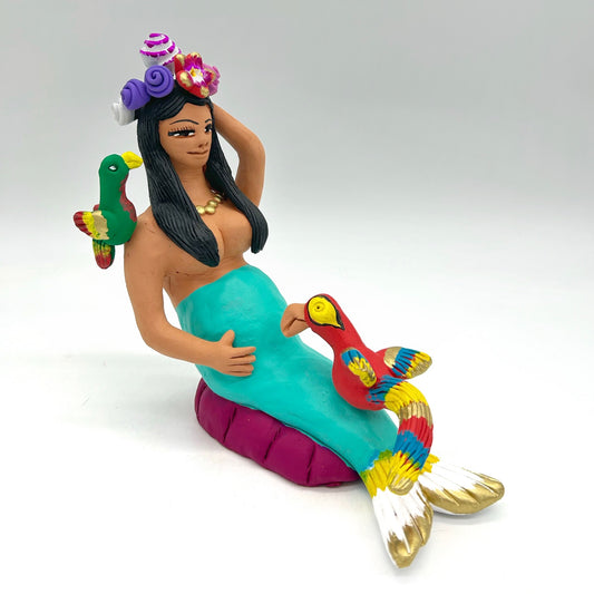 Irene Aguilar ~ Irene Aguilar ~ La Sirena Embarazada~ Ceramic Mermaid, 9" x 7 1/2" x 4 1/2"