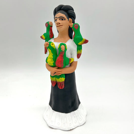 Irene Aguilar ~ Frida con Loros, large 12" x 5 1/2" x 3"