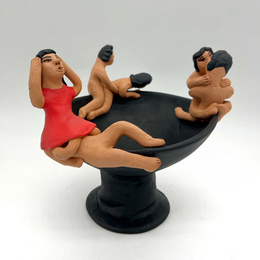 Irene Aguilar ~ Ceramic Sex Bowl, 8 1/4" x 10 1/4" x 10 1/4"