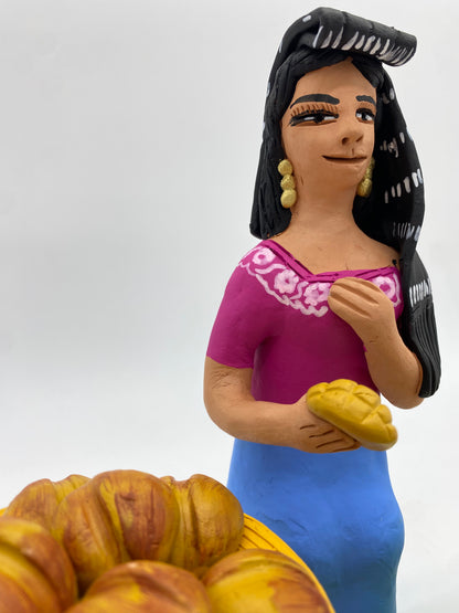 Irene Aguilar~ Woman With Bread Stand 9" x 3 1/2" x 4"