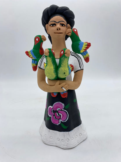 Irene Aguilar ~ Frida con Pericos, Small 9 1/4" x 3 3/4" 3 3/4"