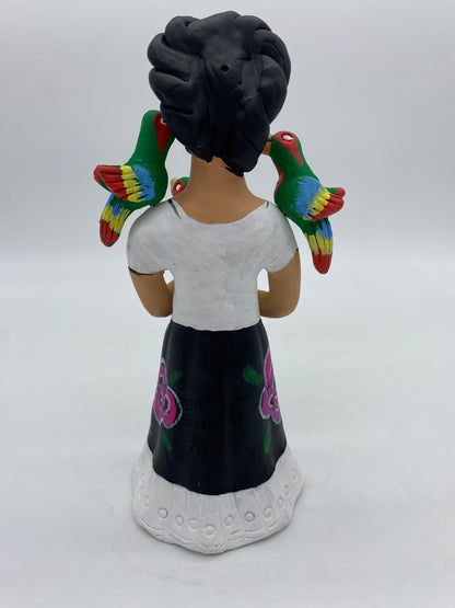 Irene Aguilar ~ Frida con Pericos, Small 9 1/4" x 3 3/4" 3 3/4"