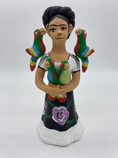 Irene Aguilar ~ Frida con Pericos, Small 9 1/2" x 3 3/4" x 3 3/4"