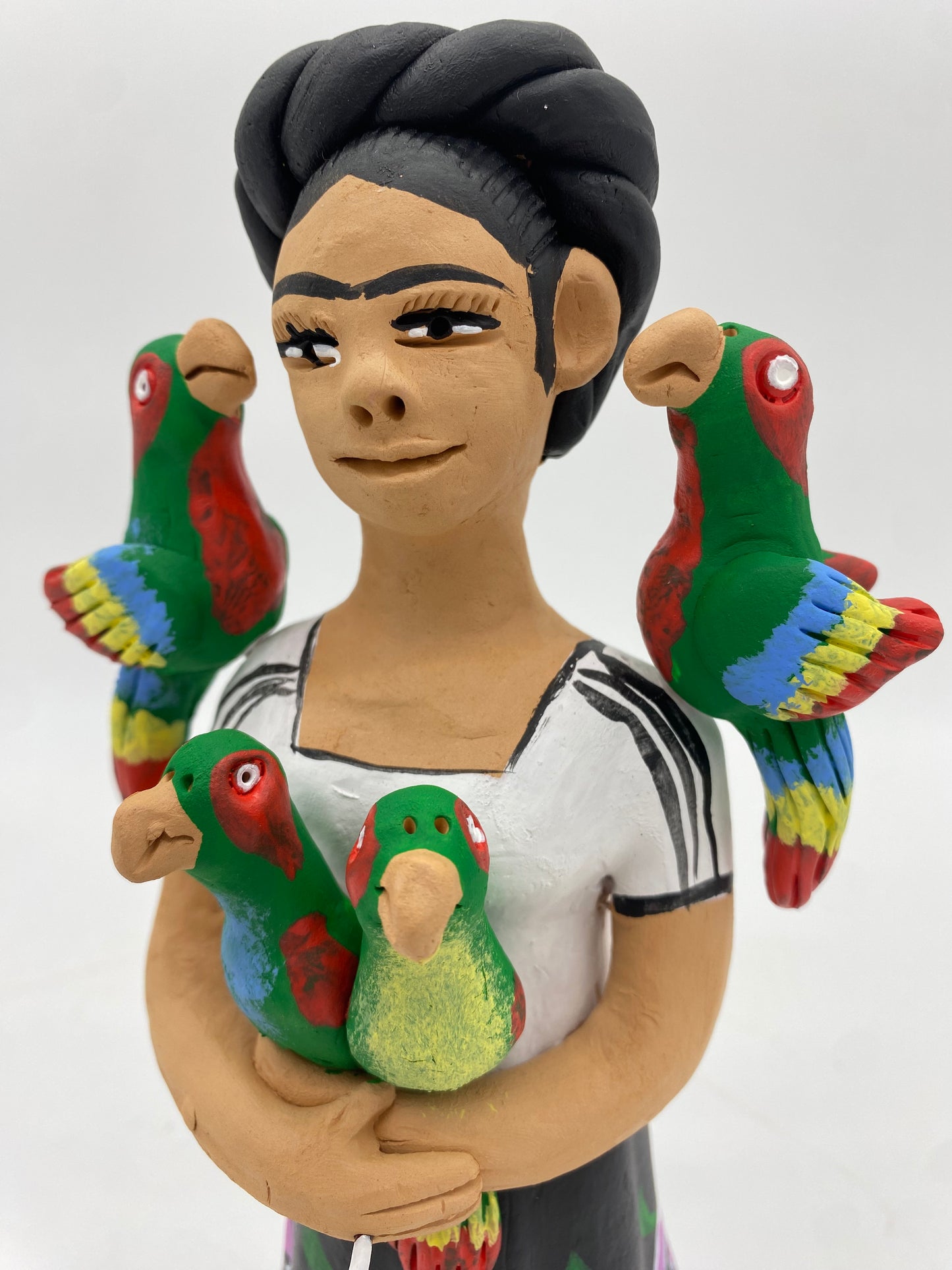 Irene Aguilar ~ Frida con Pericos, Small 9 1/2" x 3 3/4" x 3 3/4"