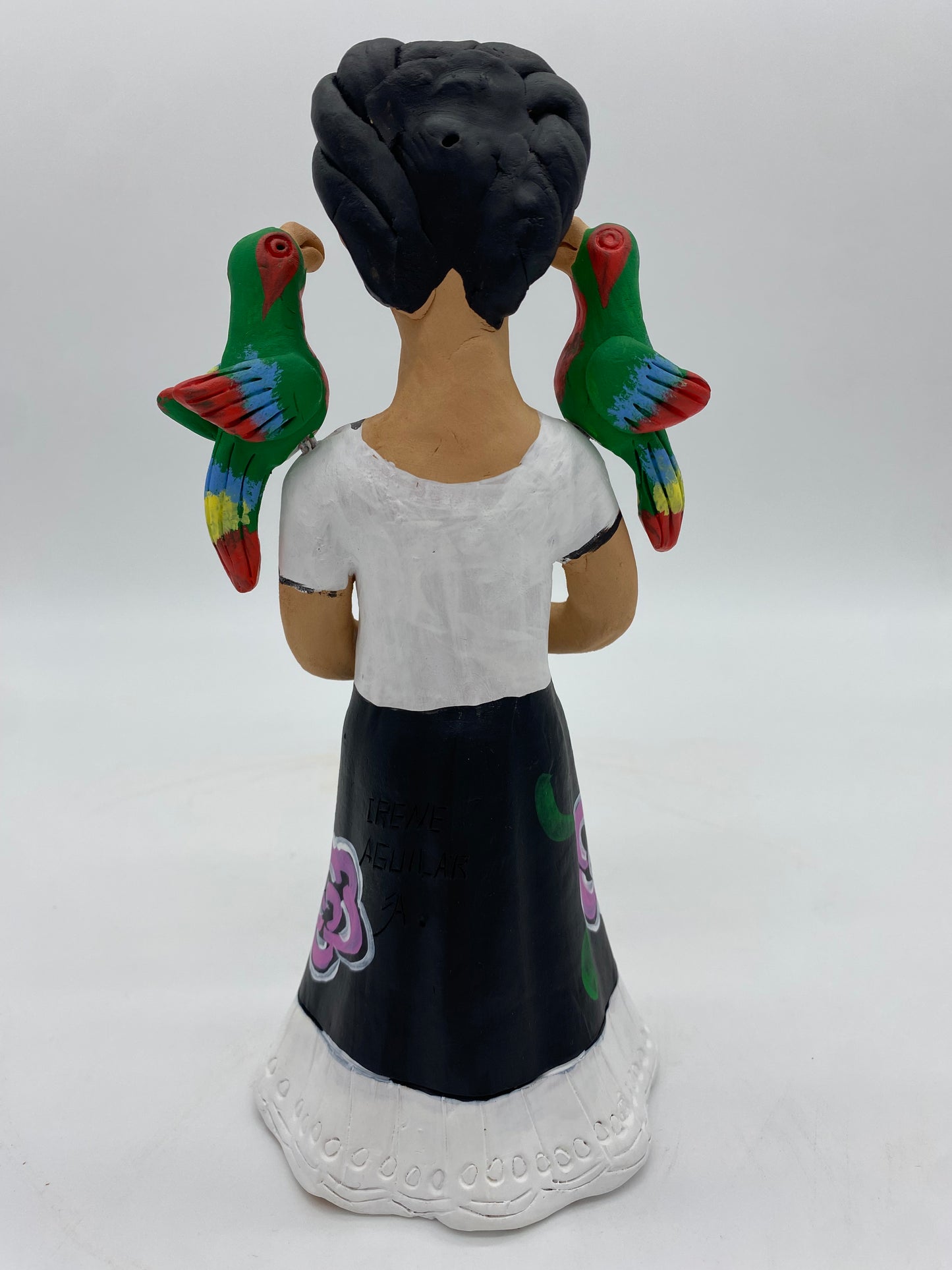 Irene Aguilar ~ Frida con Pericos, Small 9 1/2" x 3 3/4" x 3 3/4"