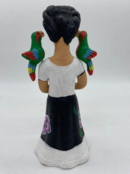 Irene Aguilar ~ Frida con Pericos, Small 9 1/2" x 3 3/4" x 3 3/4"