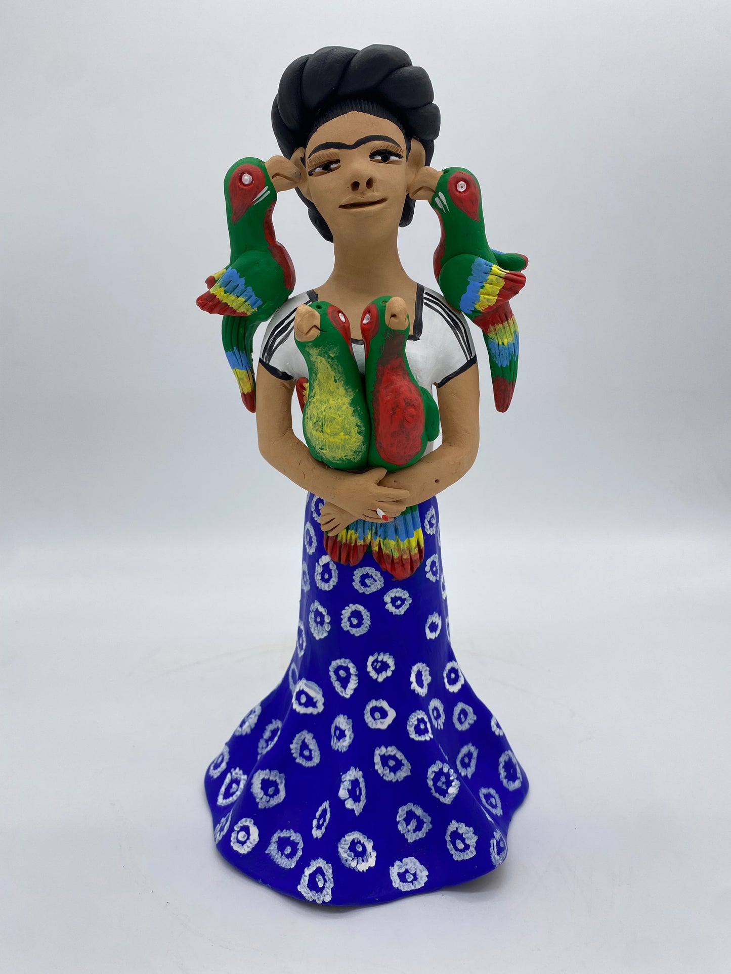 Irene Aguilar ~ Frida con Pericos, Large 13" x 6 1/2" x 6 1/2"
