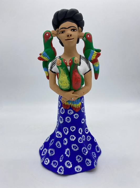 Irene Aguilar ~ Frida con Pericos, Large 13" x 6 1/2" x 6 1/2"