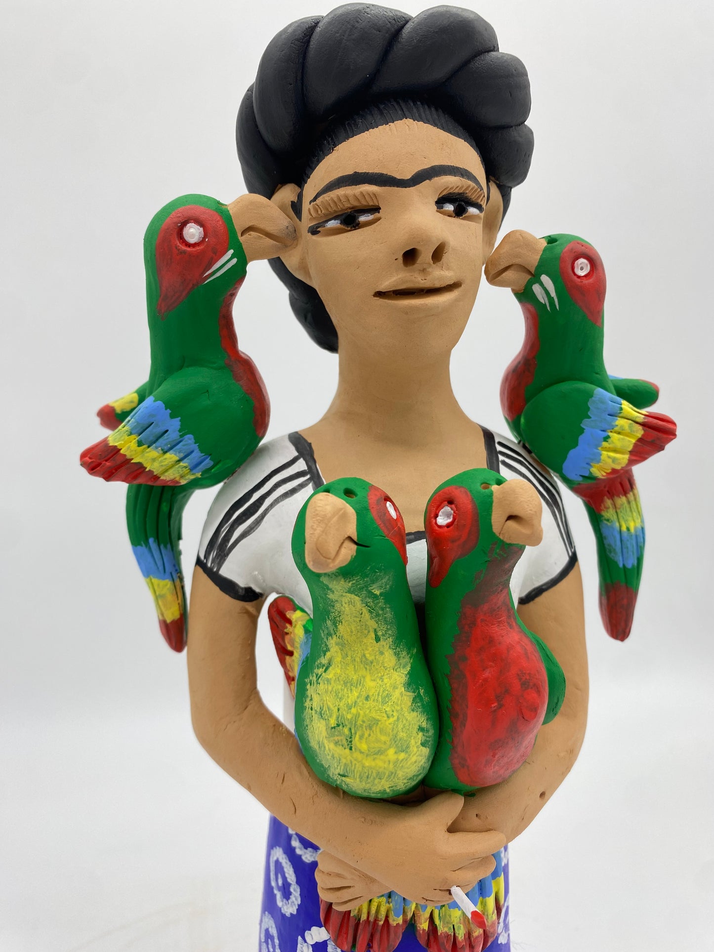 Irene Aguilar ~ Frida con Pericos, Large 13" x 6 1/2" x 6 1/2"
