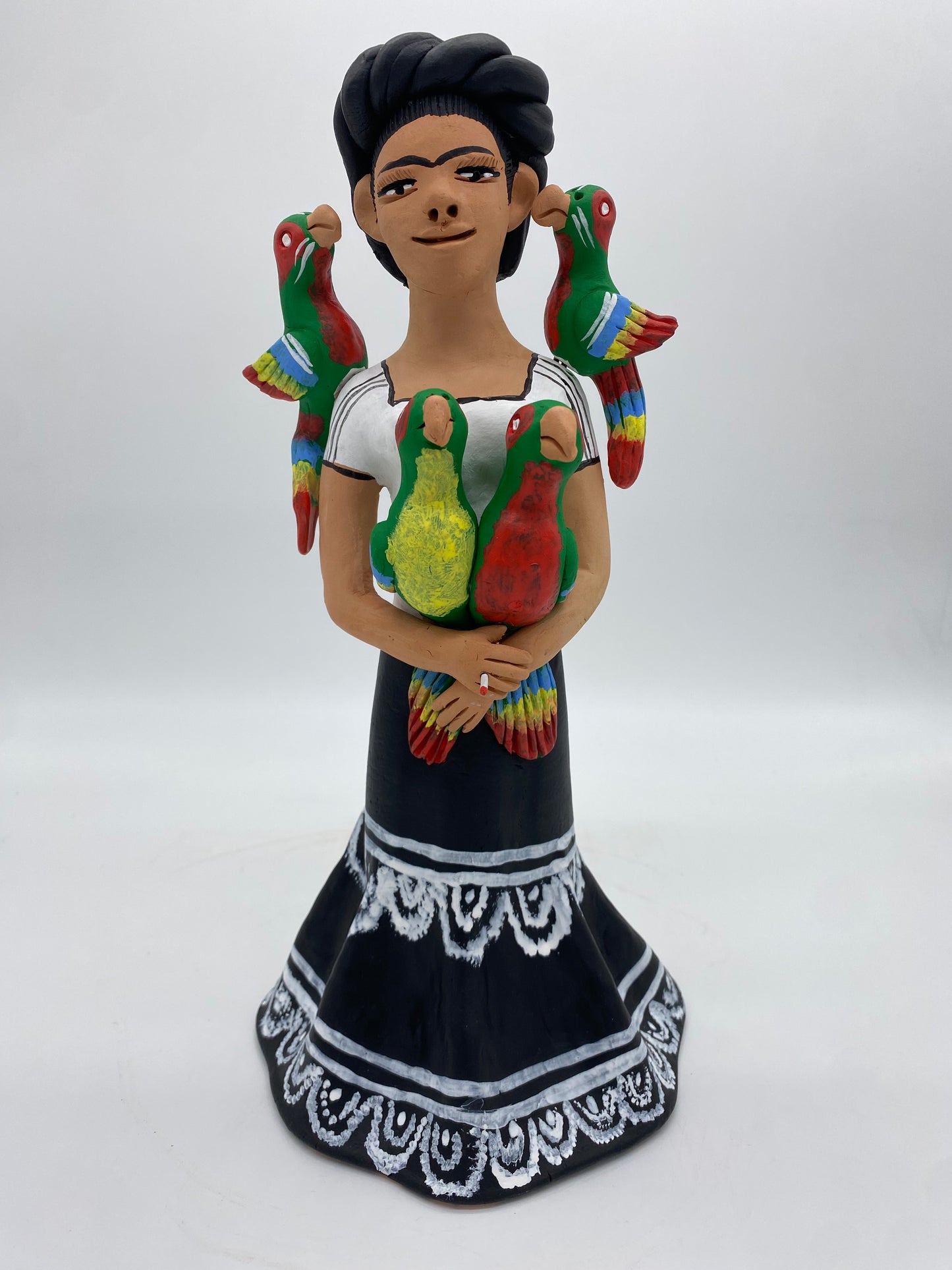 Irene Aguilar ~ Frida con Pericos, Large 13 1/2" x 6 3/4" x 6 1/2"