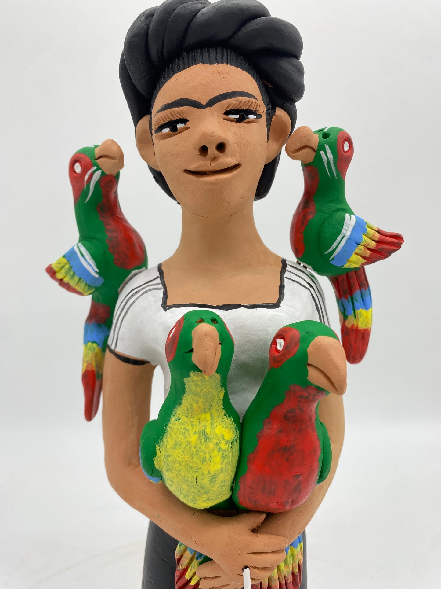 Irene Aguilar ~ Frida con Pericos, Large 13 1/2" x 6 3/4" x 6 1/2"
