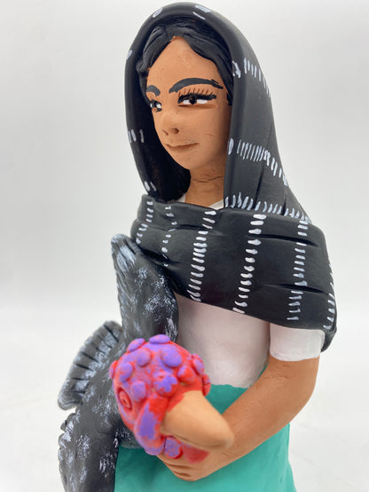Irene Aguilar~ Mujer Con Guajolote 8 3/4" x 4 1/2" x 4"