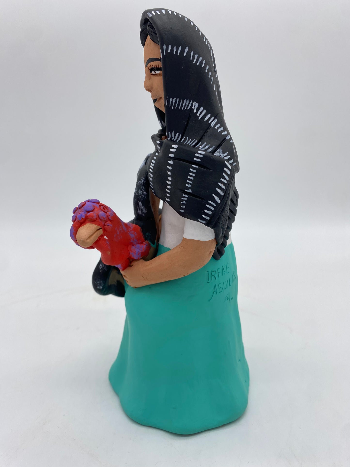 Irene Aguilar~ Mujer Con Guajolote 8 3/4" x 4 1/2" x 4"