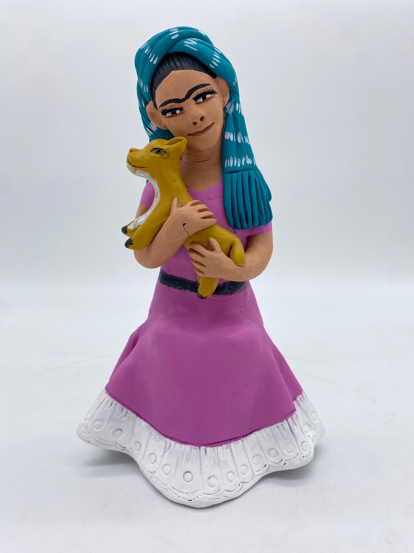 Irene Auguilar~ Mujer Con Perro, Frida 9" x 5 1/2" x 4"