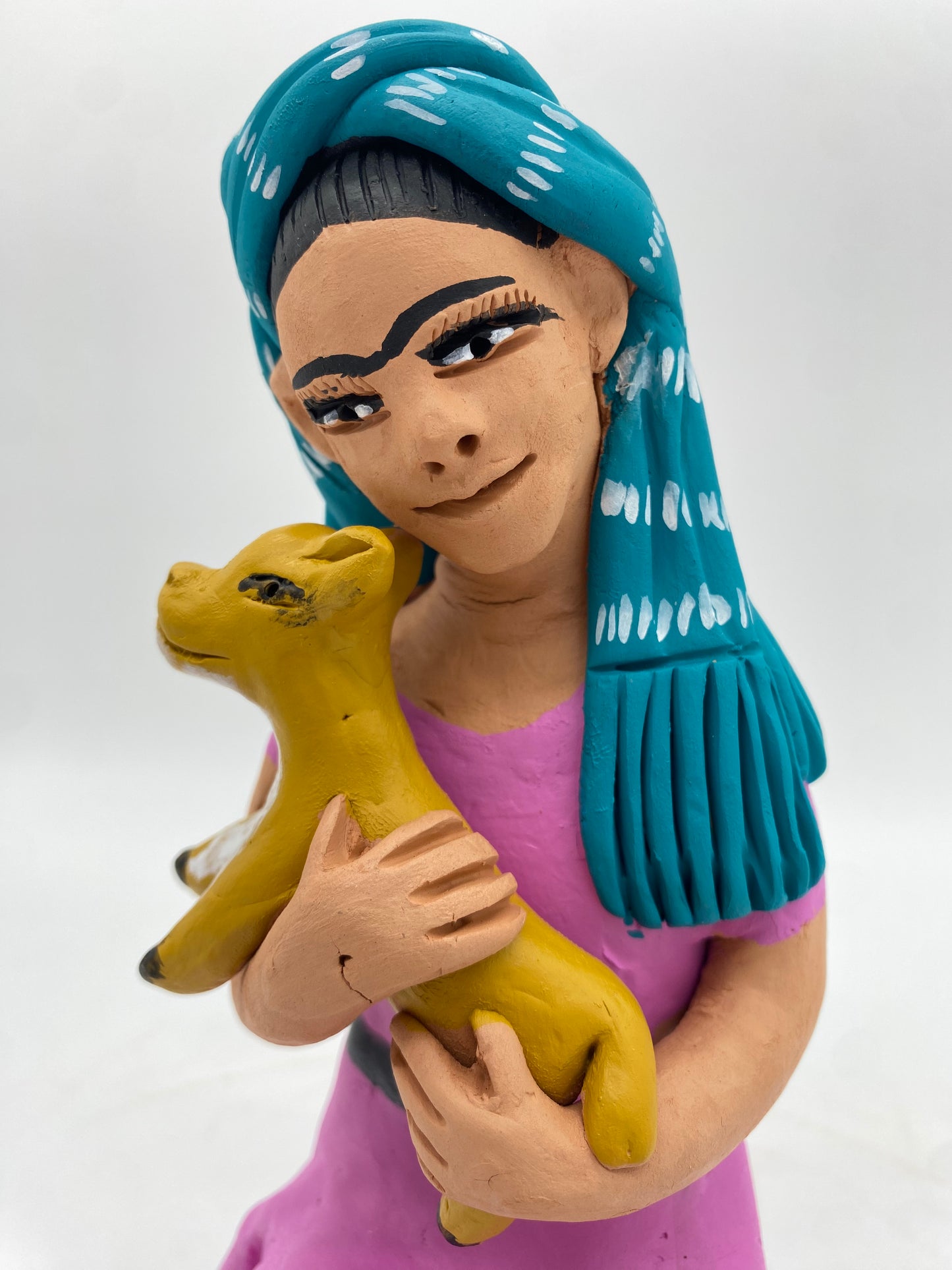 Irene Auguilar~ Mujer Con Perro, Frida 9" x 5 1/2" x 4"