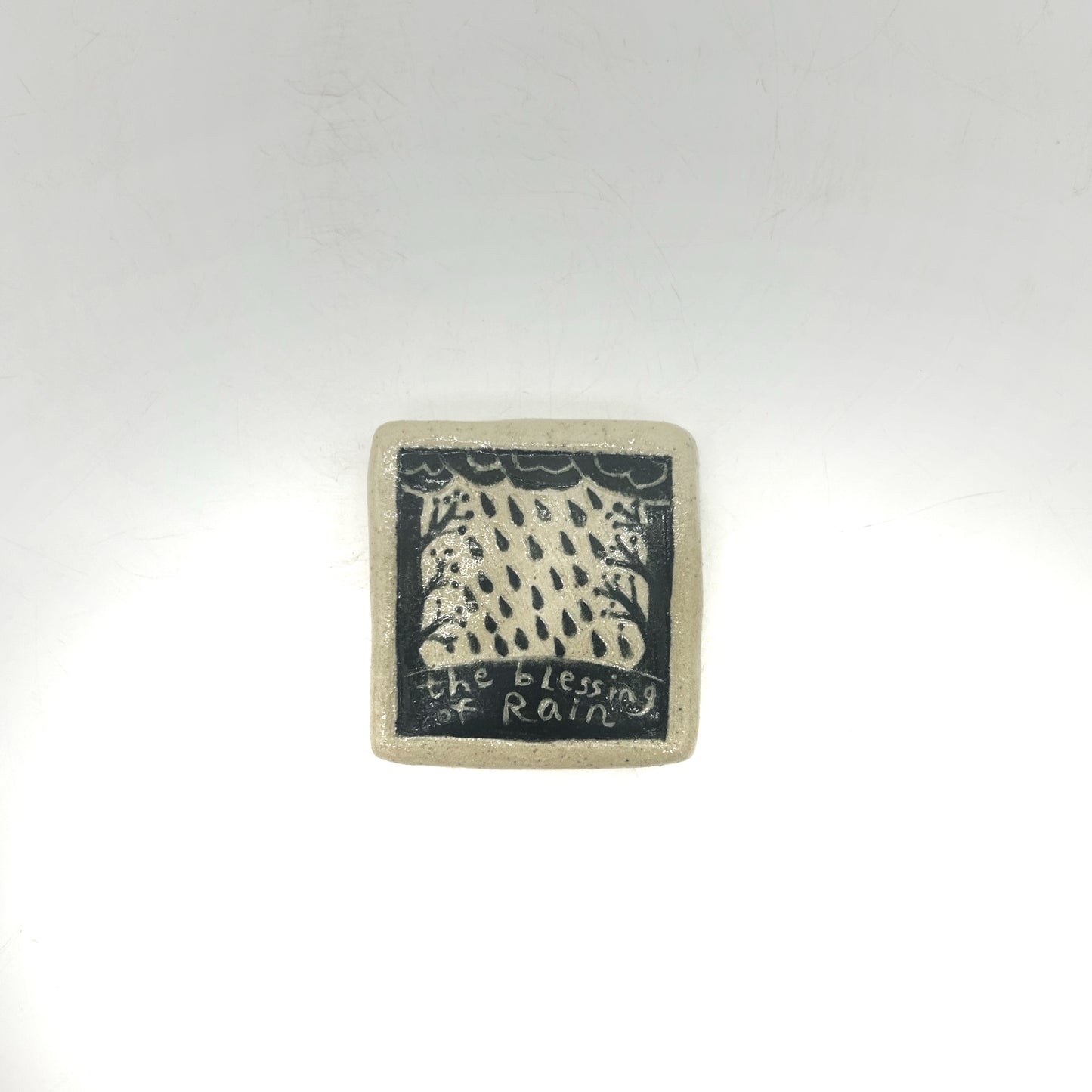 Lisa Smith ~ "Blessing Rain" Tile, medium 2 1/8" x 2" x 1/2"
