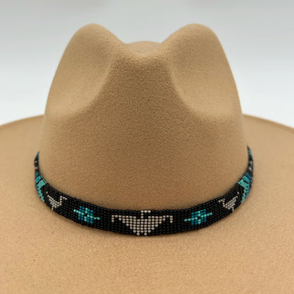 Camille Moss ~ Beaded Hat Band, Thunder Birds design, 22 3/4" x 1/2"