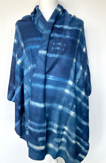 David Mendoza ~ Indigo Pashmina Shawl, 24” x 80”
