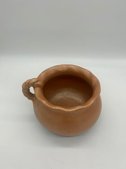 Alfred Blea ~ 3 Quart Briaded Handle Bean Pot No Lid, 7" x 9" x 9"