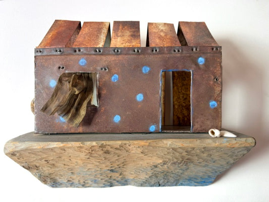 Laura Dean ~ House on the Beach, Wall hanging 15" x 15" x 17"