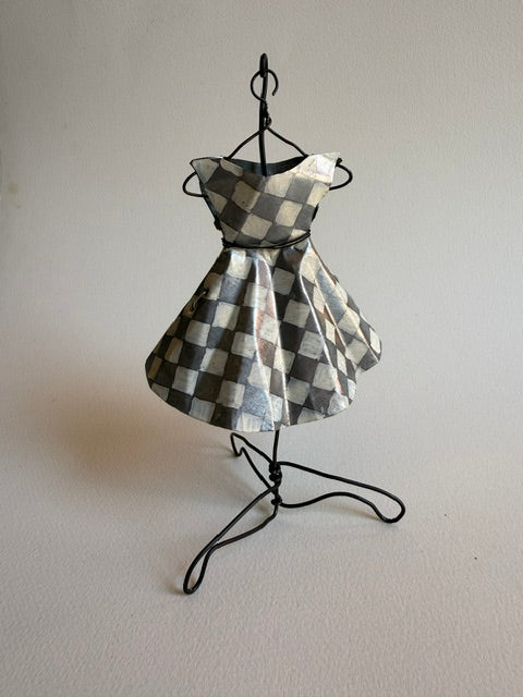 Laura Dean ~ Checkered Dress, 7" x 4" x 4"