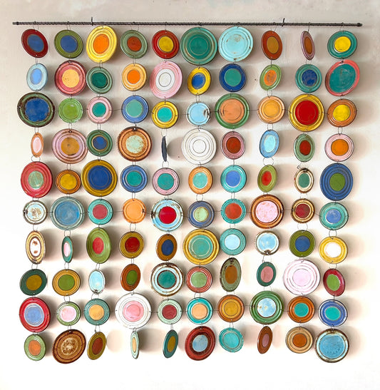 Laura Dean ~ Circles II, Wall hanging 36" x 36" x 1 1/2"