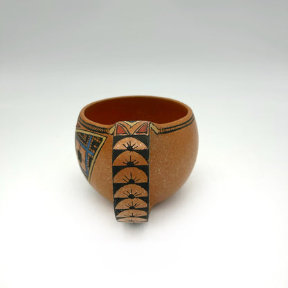 Lorenzo Mendez ~ Painted "Ollita" Mica Clay Mug, 3 1/4" x 5 3/4 x 4 1/4"