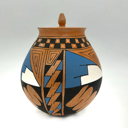 Lorenzo Mendez ~ 3 Quart Painted Mica Vessel, 9" x 7" x 7"