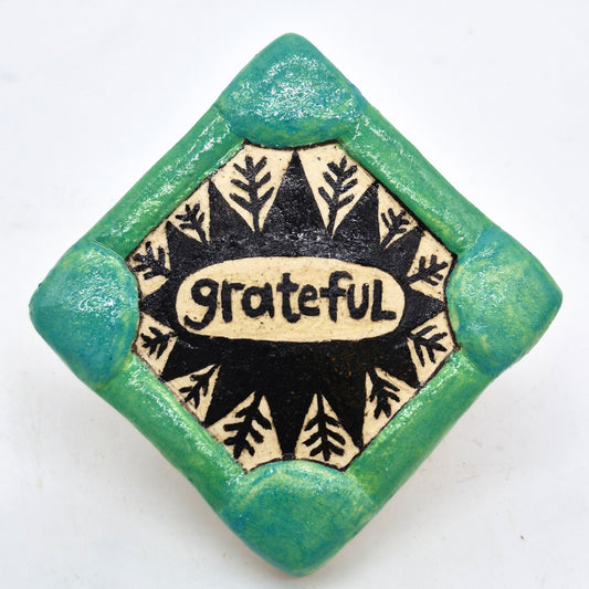 Lisa Smith ~ "Grateful" Tile,  2 1/2" x 2 1/2" x 1/2"