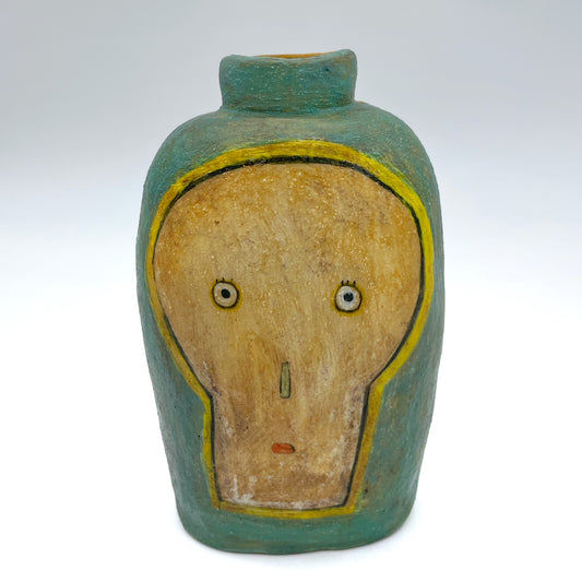 Lisa Smith ~ Face Jar Large, Reversible 5 1/2" x 3 1/2" x 2"