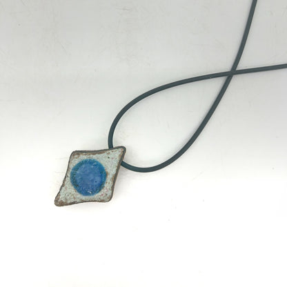 Lisa Smith ~ Ceramic Red Dot Pendant Necklace, reversible 1 1/4" x 1" x 1/2" on 16"