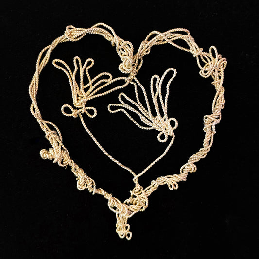 Mary Buck ~ Sterling Silver Flower Duo Heart, Amulet, 3 1/2" x 3"