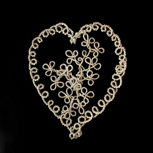 Mary Buck ~ Sterling Silver Forget Me Not Heart, Amulet, 4 1/2" x 3 1/2"