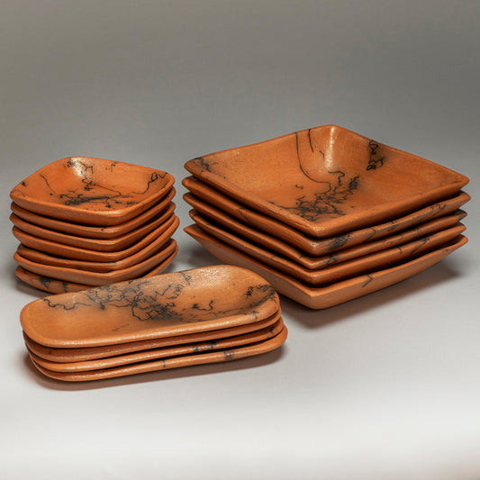 Lee Onstott ~ Square Mica Plates & Oval Spoon Rests with Horsehair design, Multiple sizes