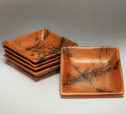 Lee Onstott ~ Square Mica Plates & Oval Spoon Rests with Horsehair design, Multiple sizes