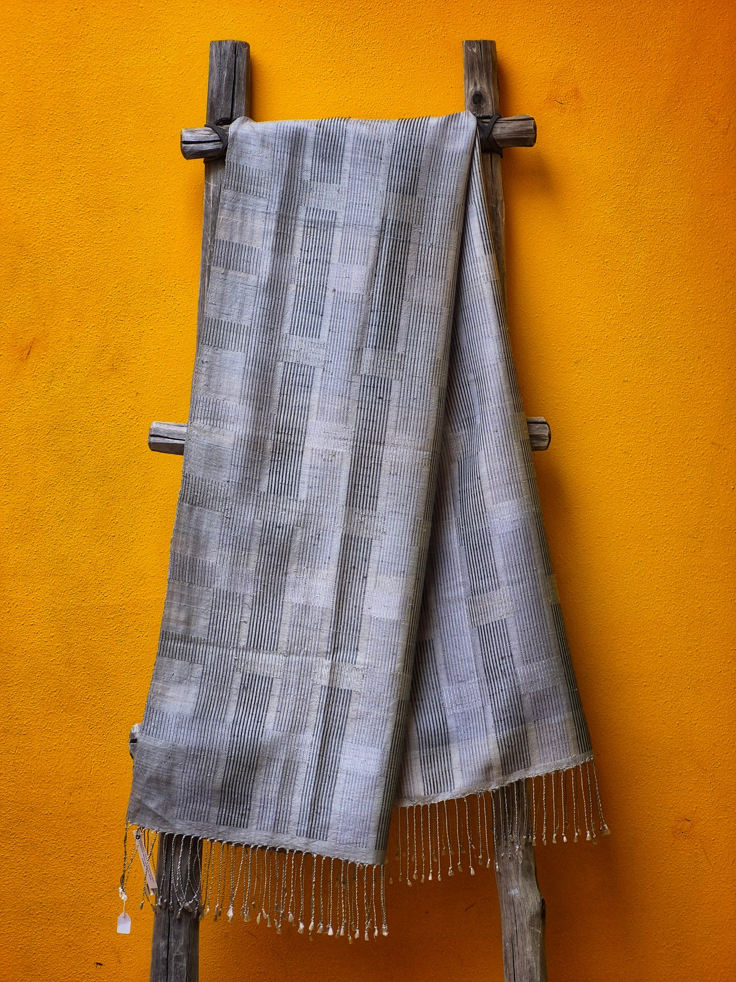David Mendoza ~ Hand Woven Indigo Batik Silk Ikat 74" x 24"