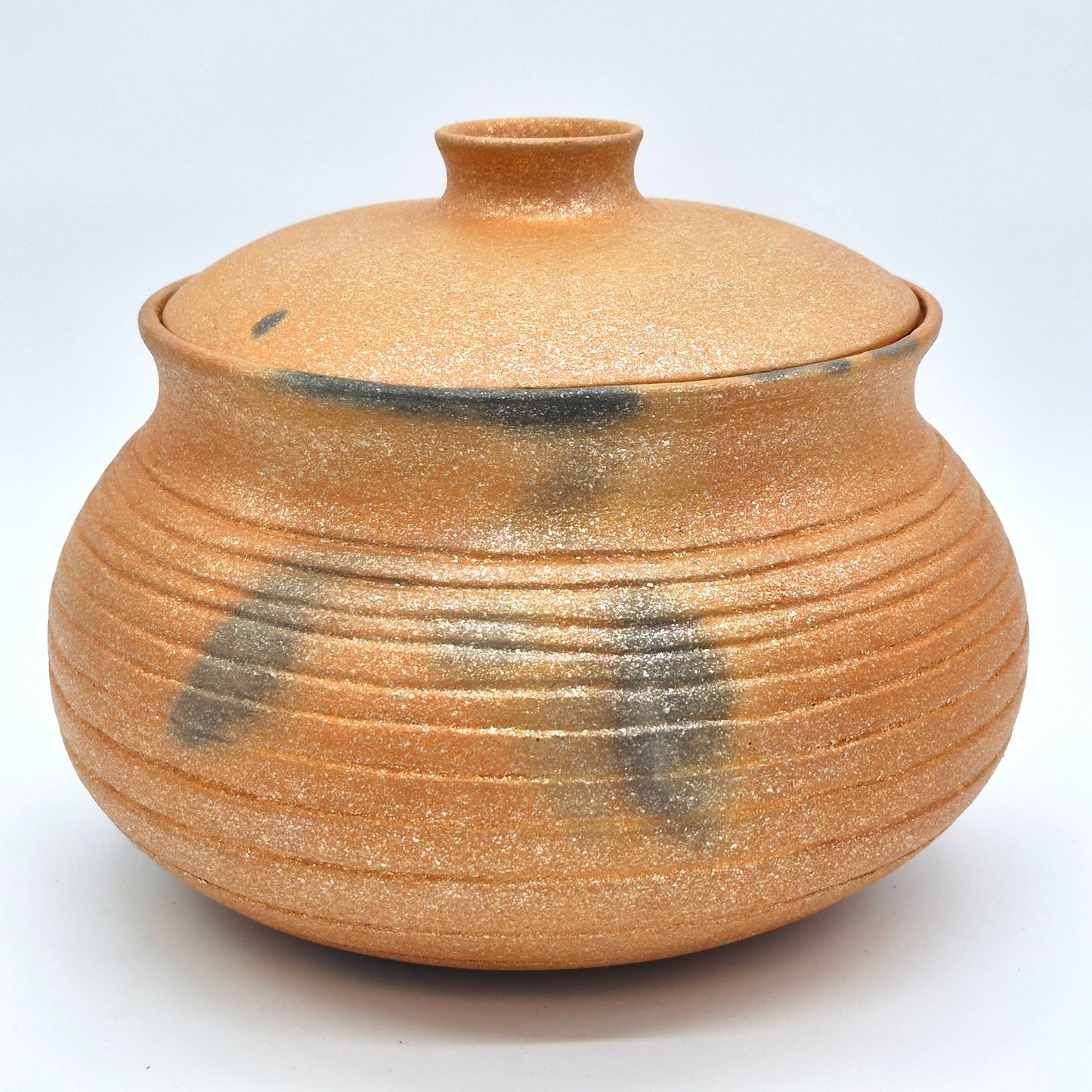 Rhonda Avidon ~ 5 3/4 Quart Mica Casserole Style Pot with Lid and Incised Design, 8" x 10 1/4" x 10 1/4"