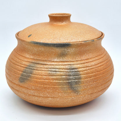 Rhonda Avidon ~ 5 3/4 Quart Mica Casserole Style Pot with Lid and Incised Design, 8" x 10 1/4" x 10 1/4"
