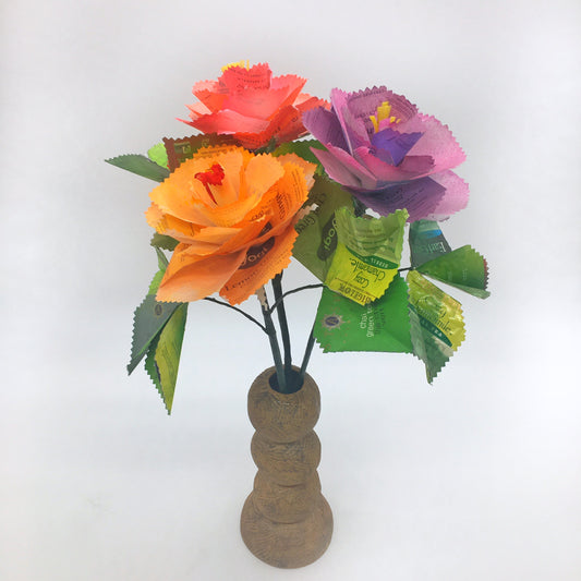 Rick Phelps ~ Bouquet of Three "Tea Roses", 15" x 5" x 5"