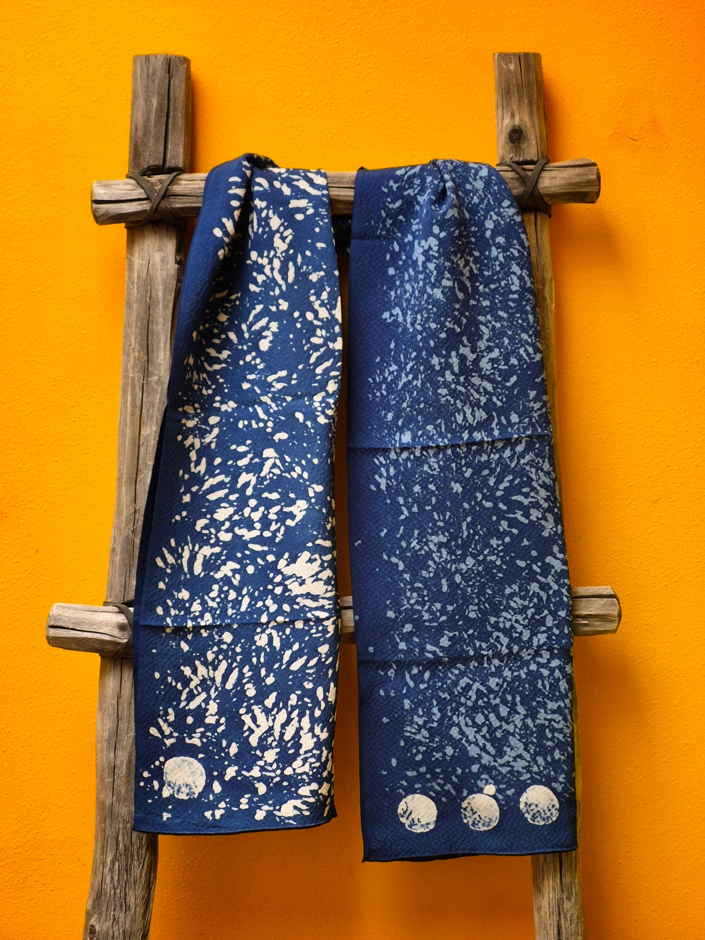 David Mendoza ~ Hand Painted Indigo Batik Silk Selendang 54" x 14"