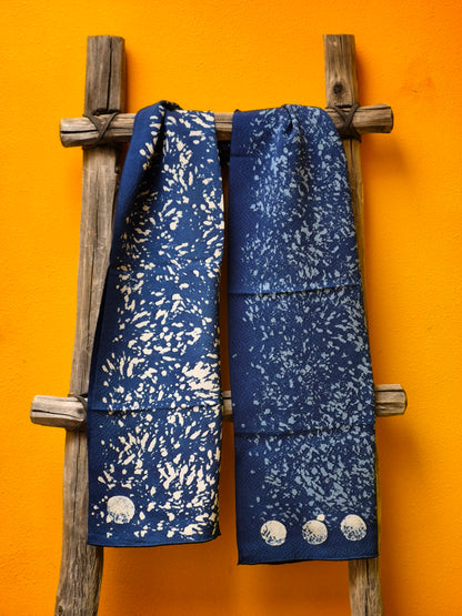 David Mendoza ~ Hand Painted Indigo Batik Silk Selendang 54" x 14"