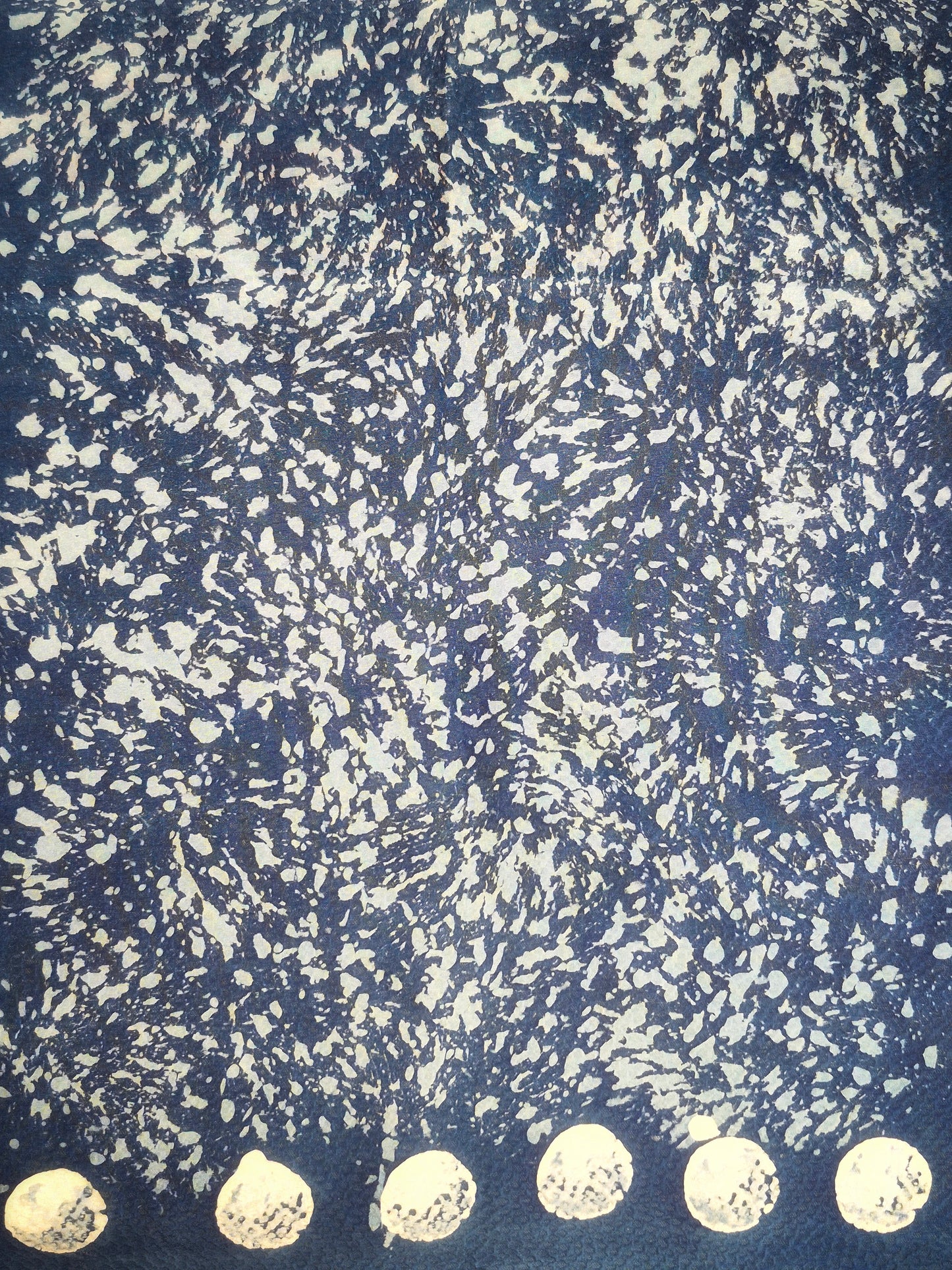 David Mendoza ~ Hand Painted Indigo Batik Silk Selendang 54" x 14"